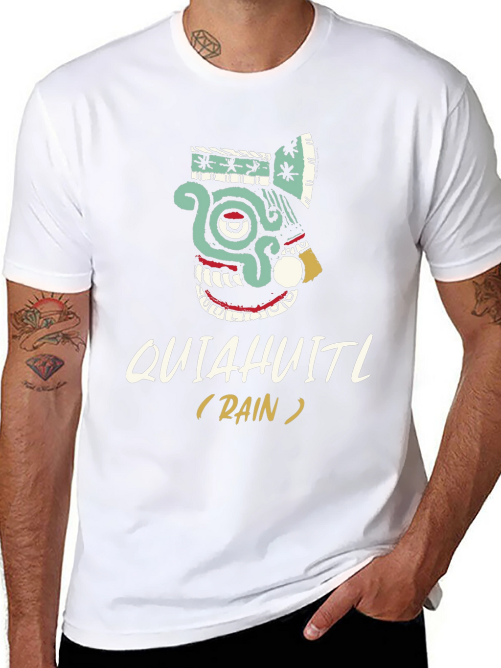Quiahuitl Rain T-Shirt Aztec Inspired Black Tee