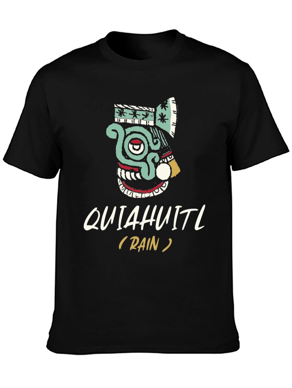 Quiahuitl Rain T-Shirt Aztec Inspired Black Tee