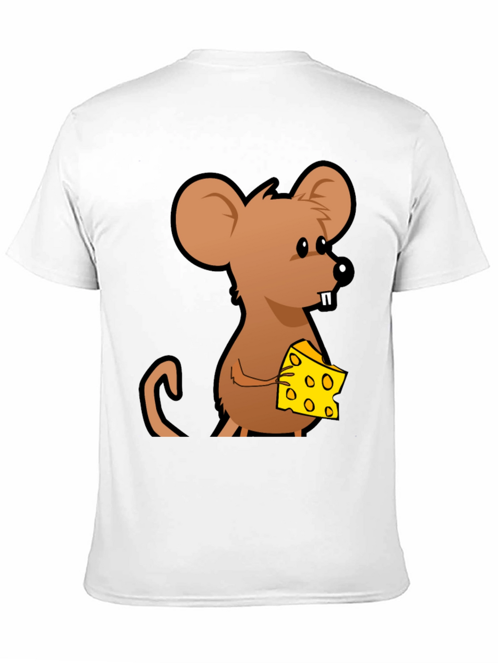 Cartoon Mouse with Cheese Graphic T-Shirt - Black