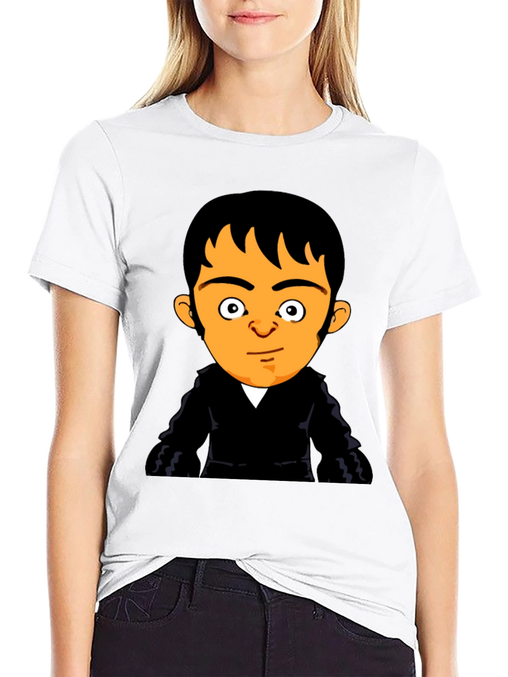 Cartoon Character Print Black T-Shirt