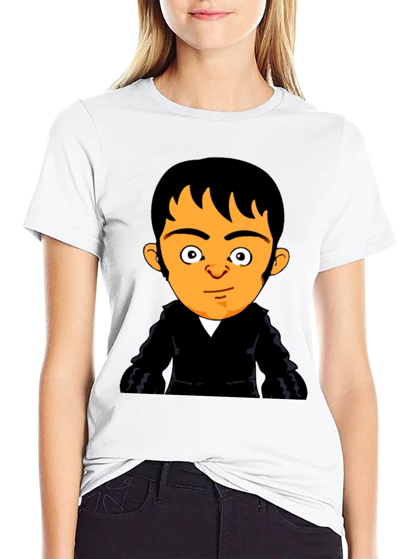 Cartoon Character Print Black T-Shirt
