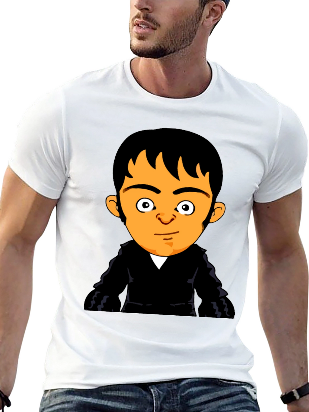 Cartoon Character Print Black T-Shirt