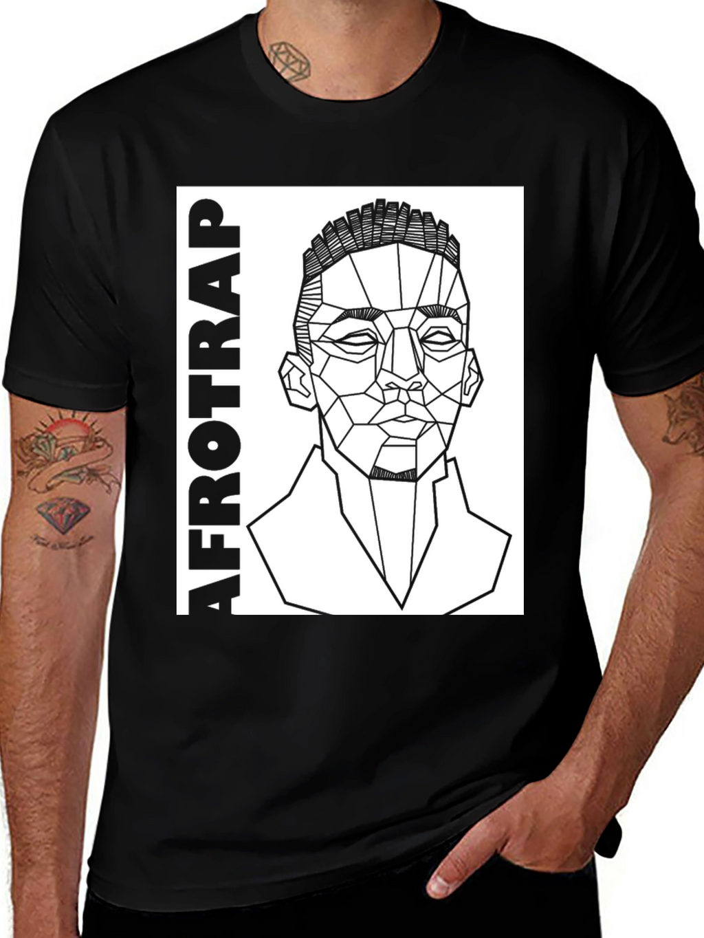 Afrotrap Geometric Graphic Tee - Black