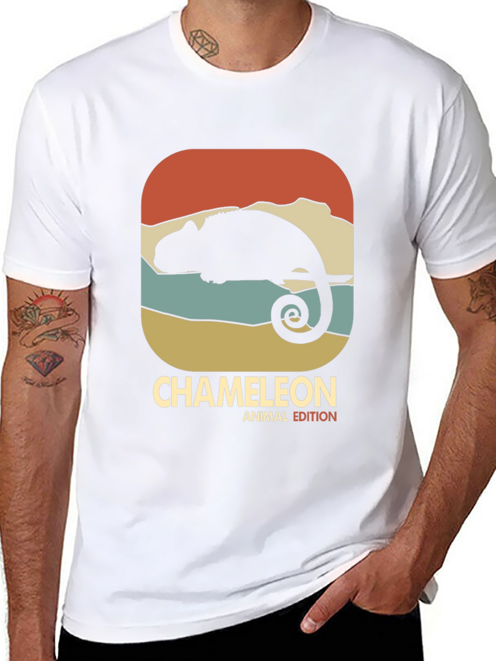 Retro Chameleon Animal Edition Graphic T-Shirt
