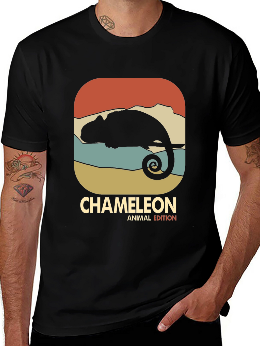 Retro Chameleon Animal Edition Graphic T-Shirt