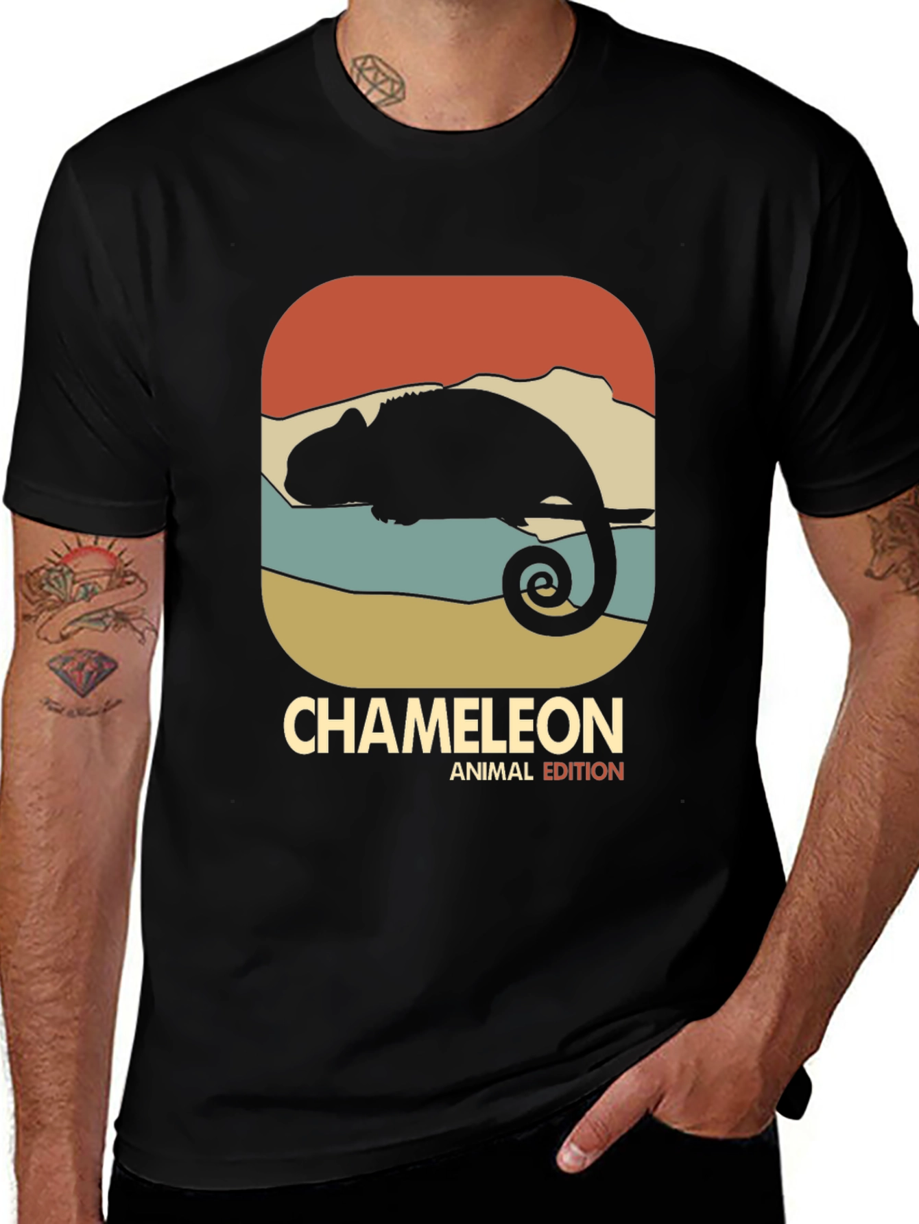 Retro Chameleon Animal Edition Graphic T-Shirt