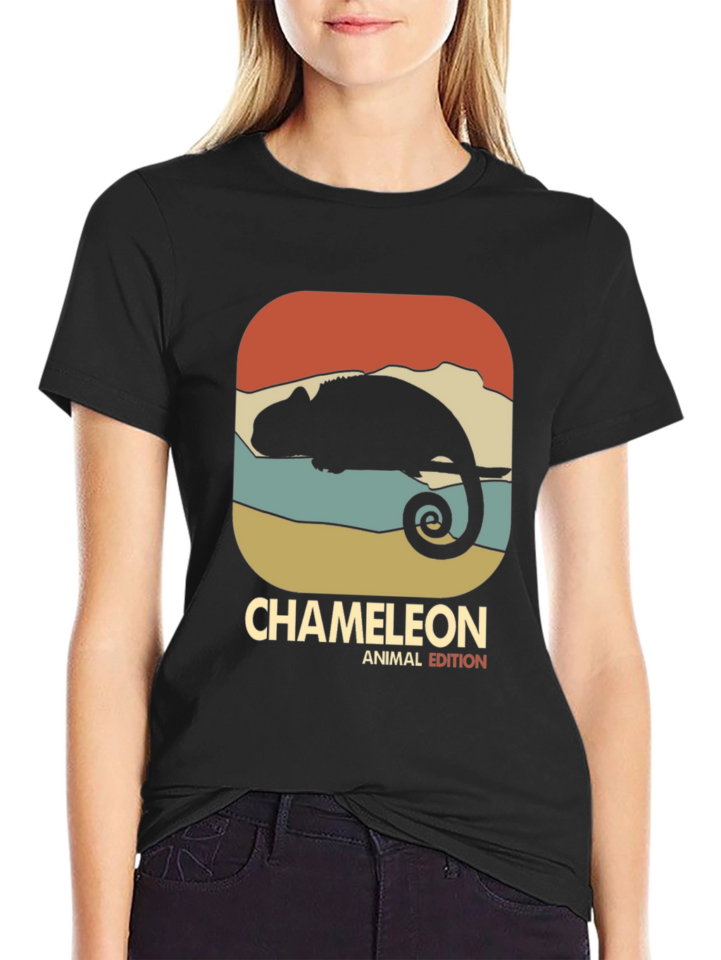 Retro Chameleon Animal Edition Graphic T-Shirt