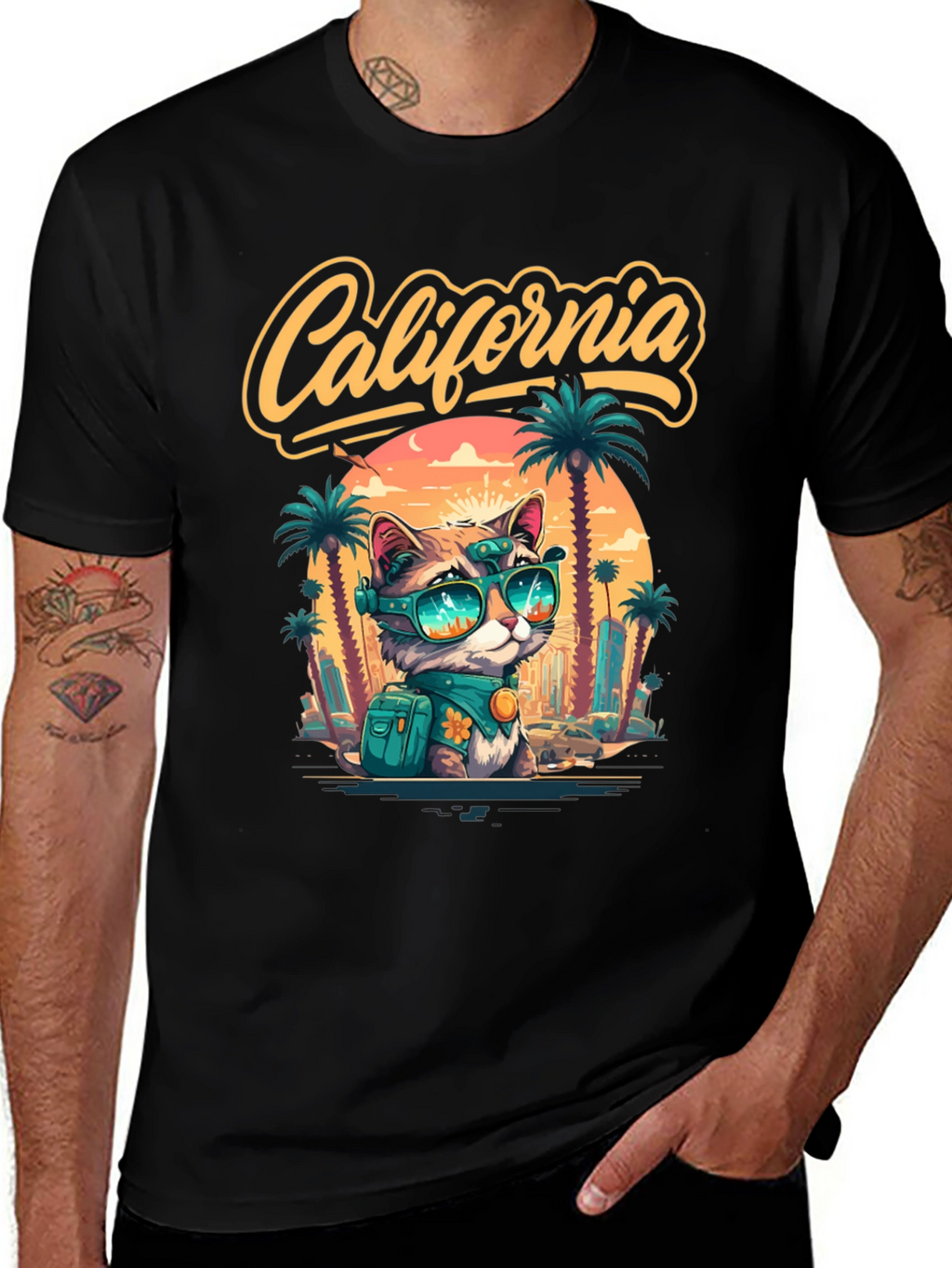 California Cat Graphic T-Shirt - Island Style