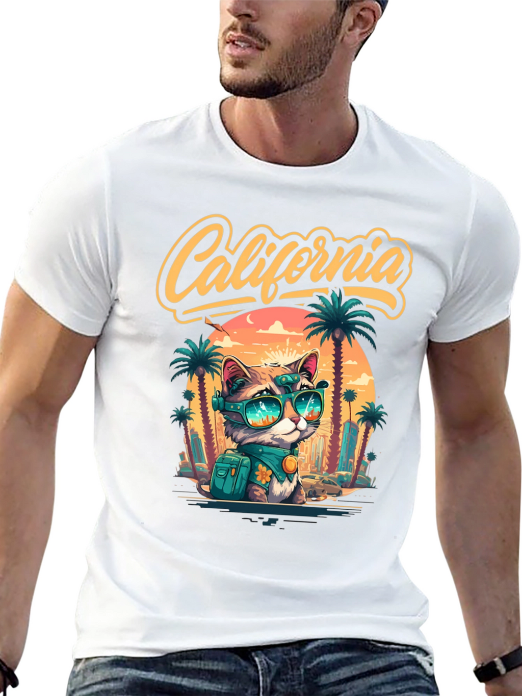 California Cat Graphic T-Shirt - Island Style