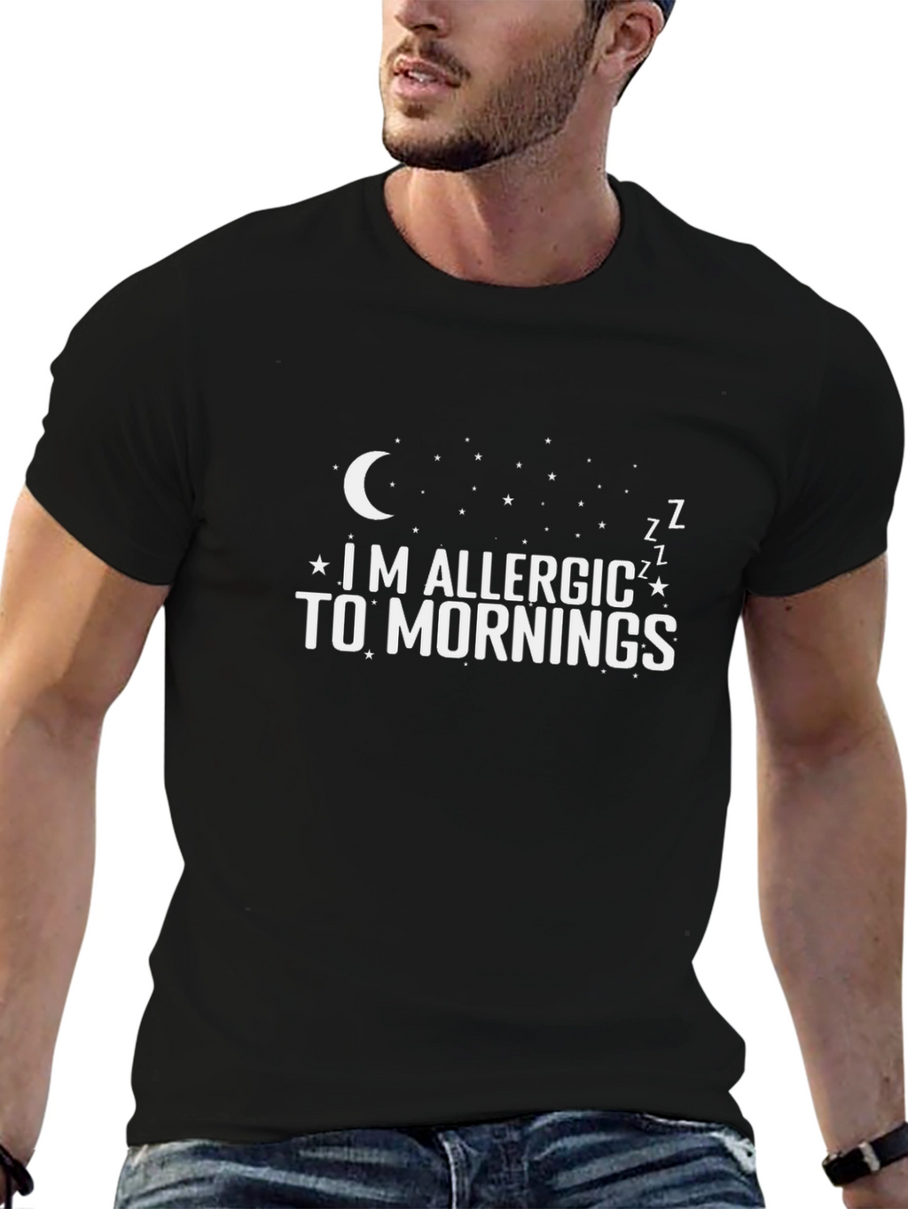 Im Allergic To Mornings Funny Graphic T-Shirt