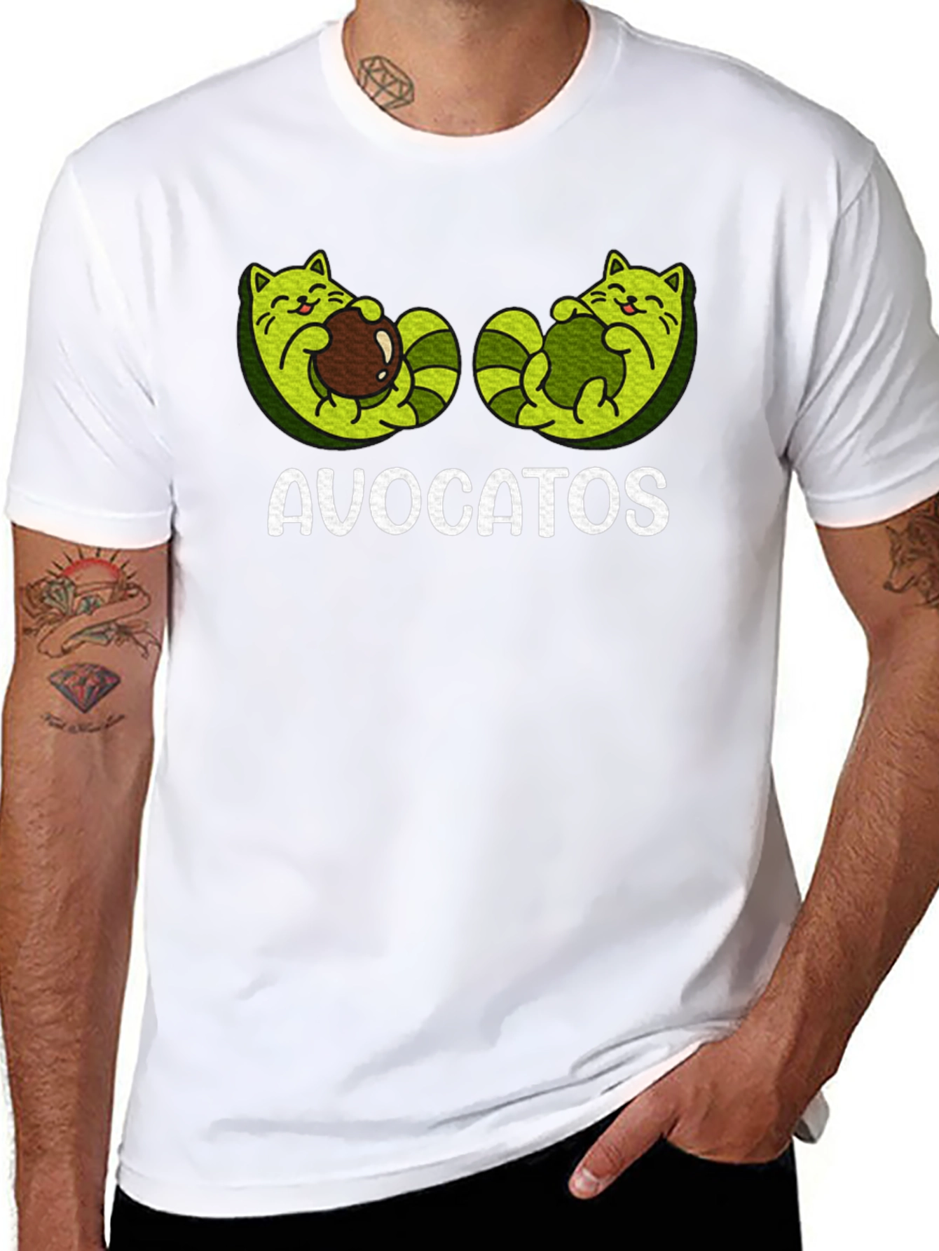 Avocatos Black T-Shirt - Avocado Cat Graphic Tee