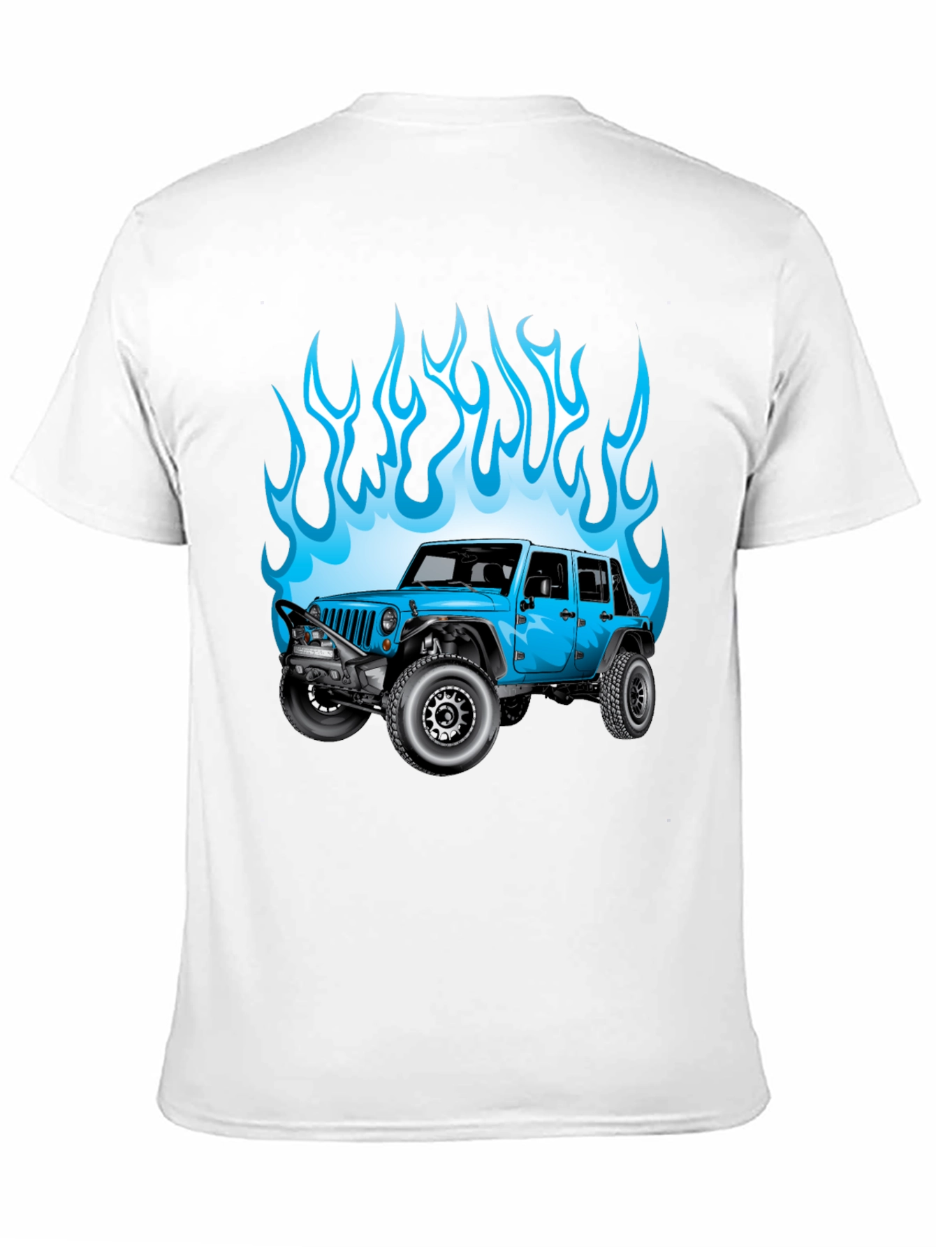 Blue Jeep Flames Graphic T-Shirt