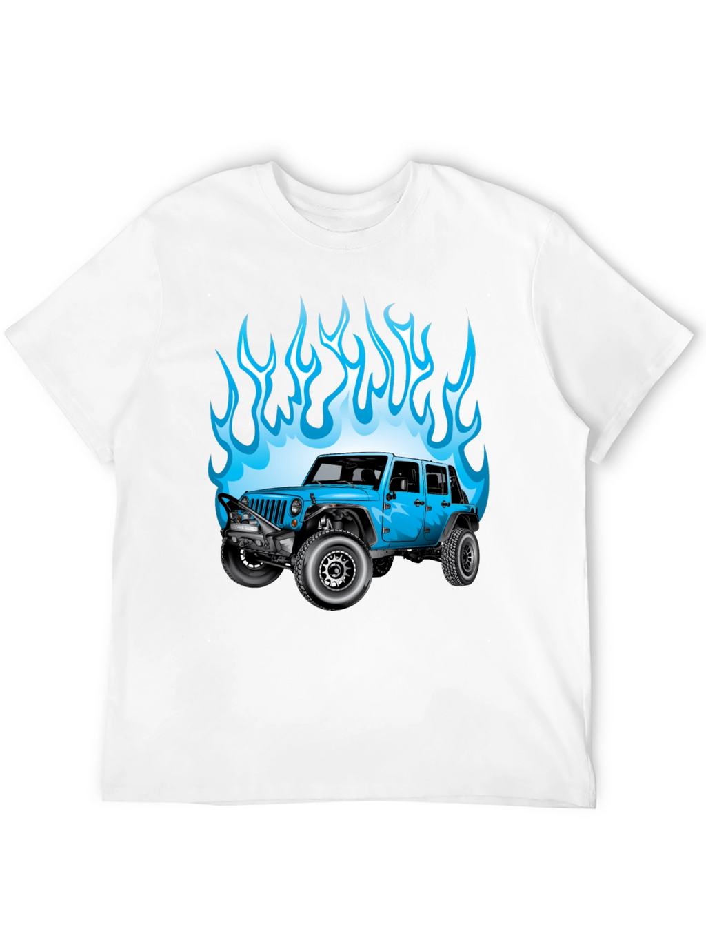 Blue Jeep Flames Graphic T-Shirt