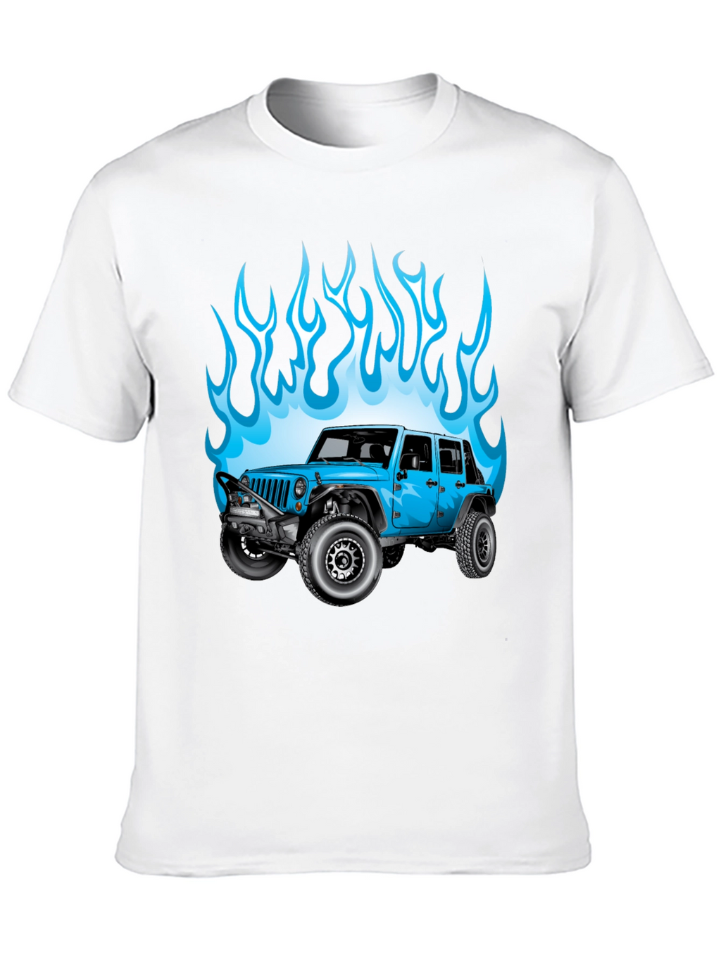 Blue Jeep Flames Graphic T-Shirt
