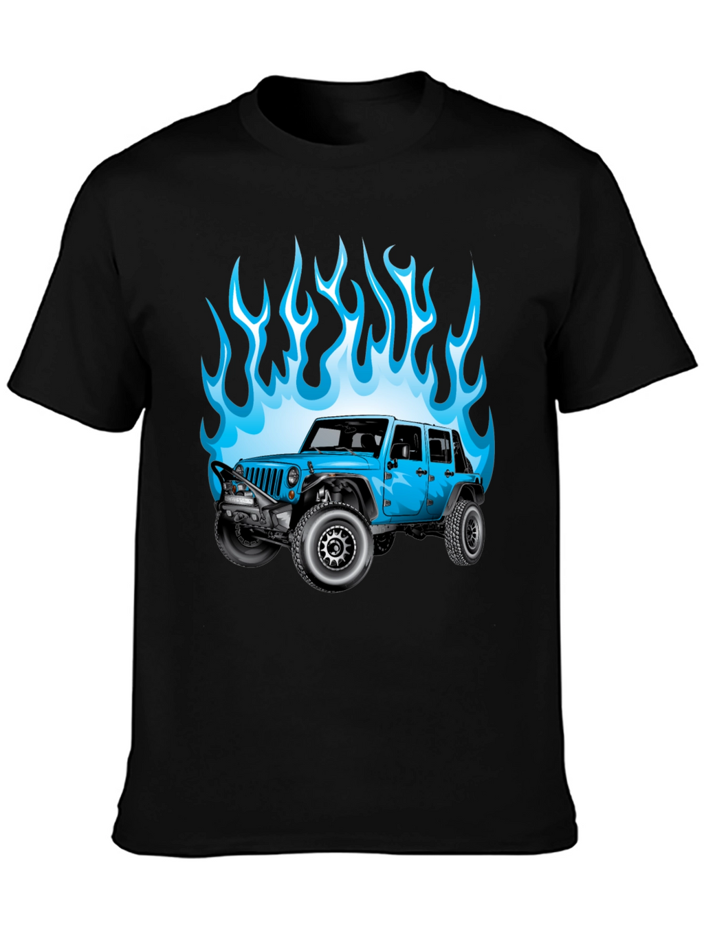 Blue Jeep Flames Graphic T-Shirt