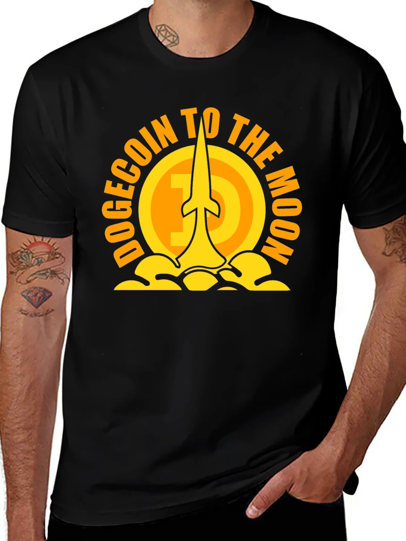 Dogecoin to the Moon Black T-Shirt