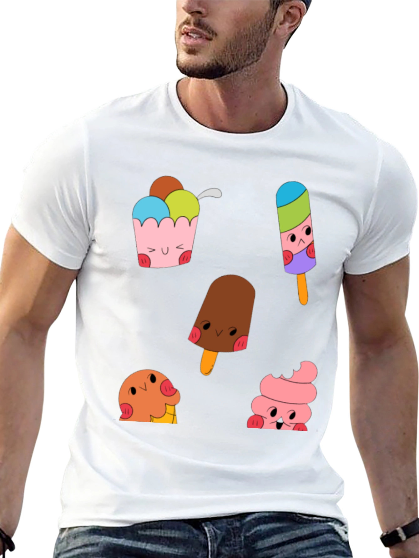 Cute Cartoon Ice Cream Graphic Tee