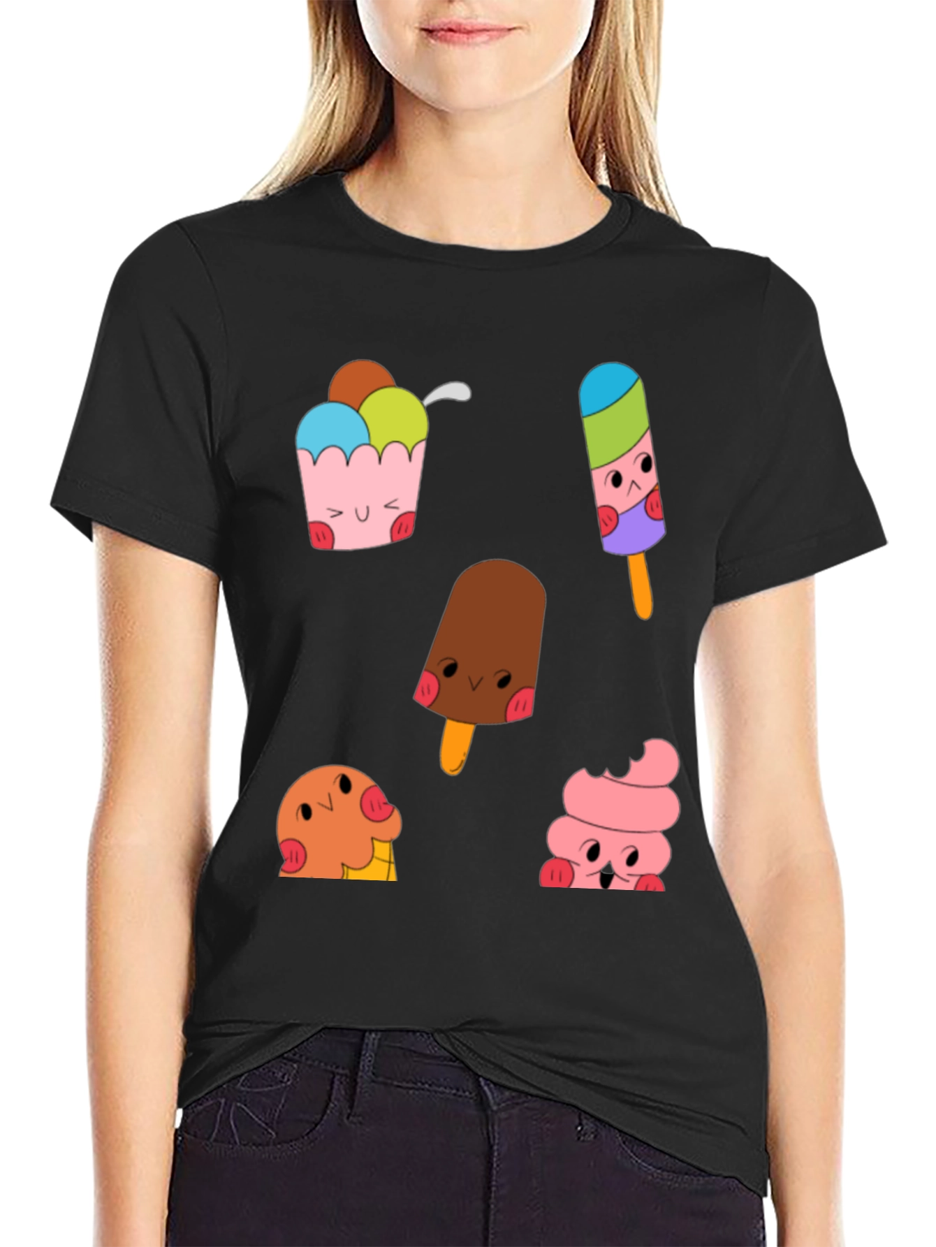 Cute Cartoon Ice Cream Graphic Tee