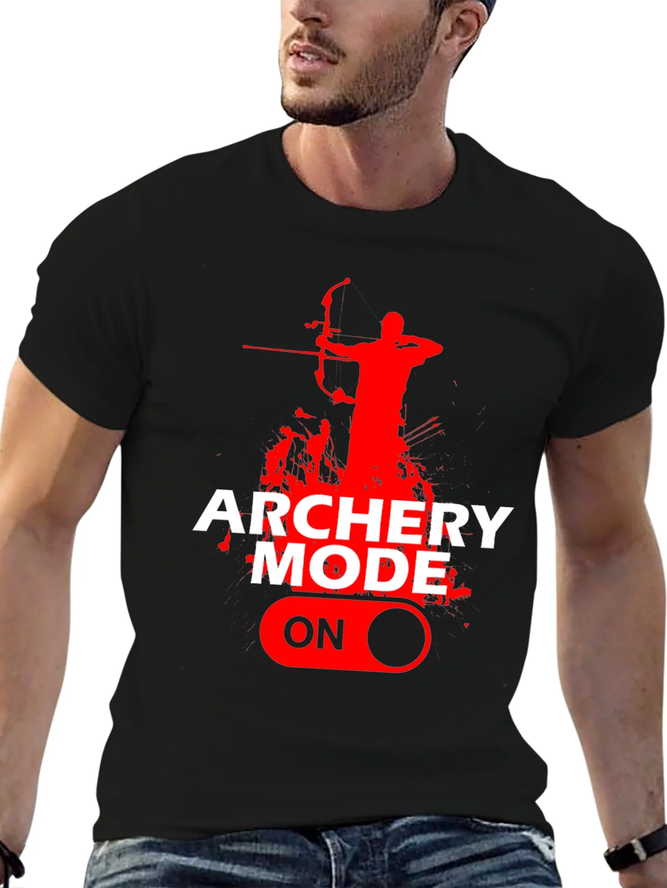 Archery Mode On Graphic Tee - Black Cotton T-Shirt