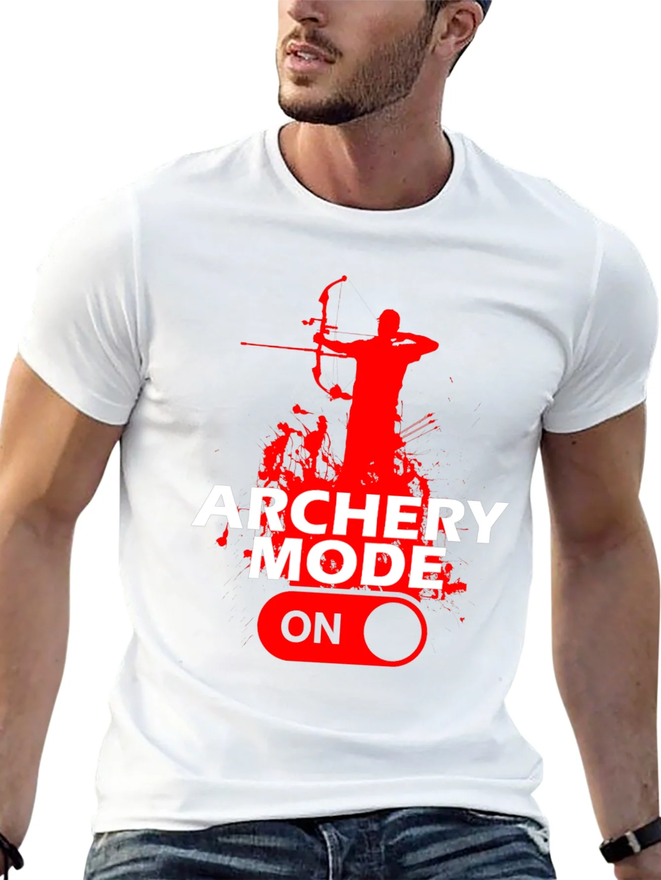 Archery Mode On Graphic Tee - Black Cotton T-Shirt