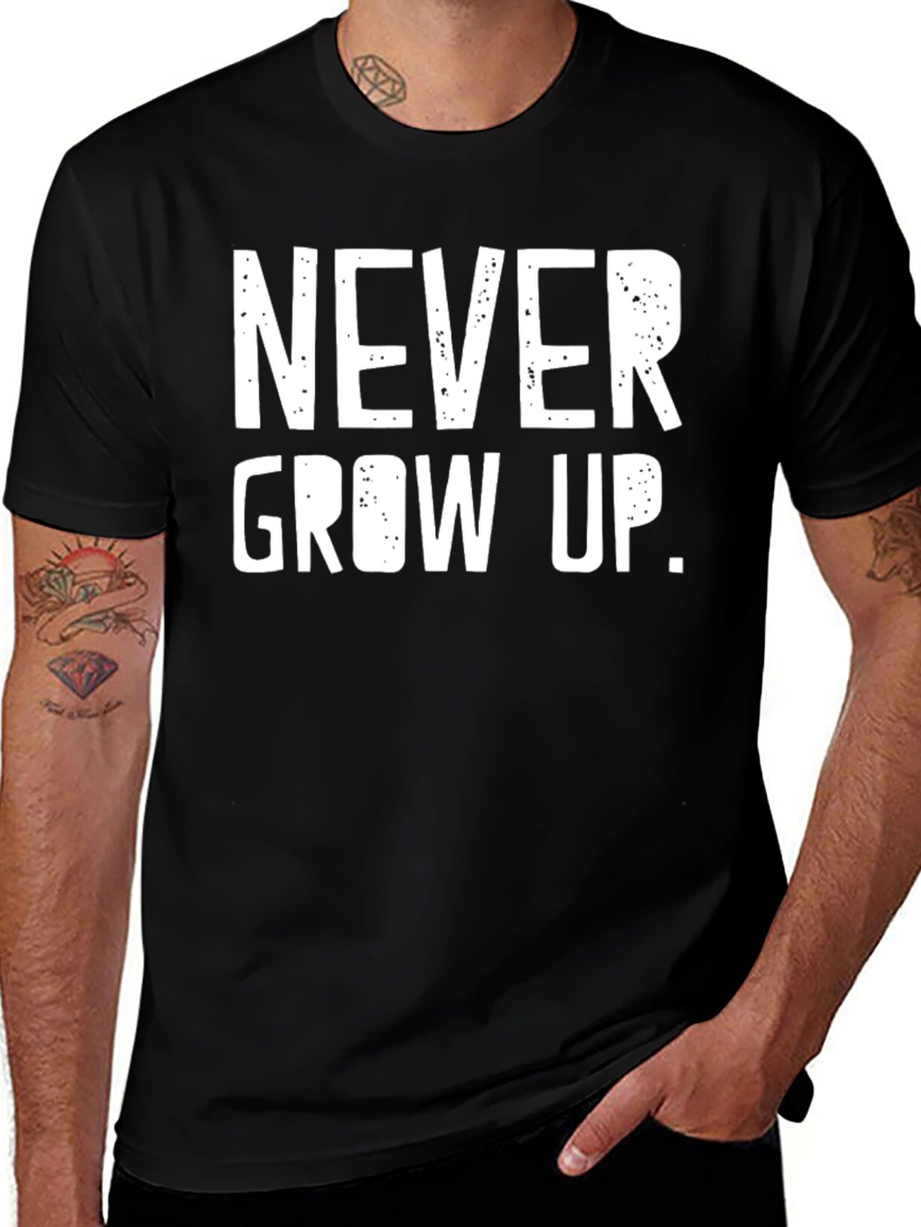 Never Grow Up Graphic Tee - Unisex Black T-Shirt