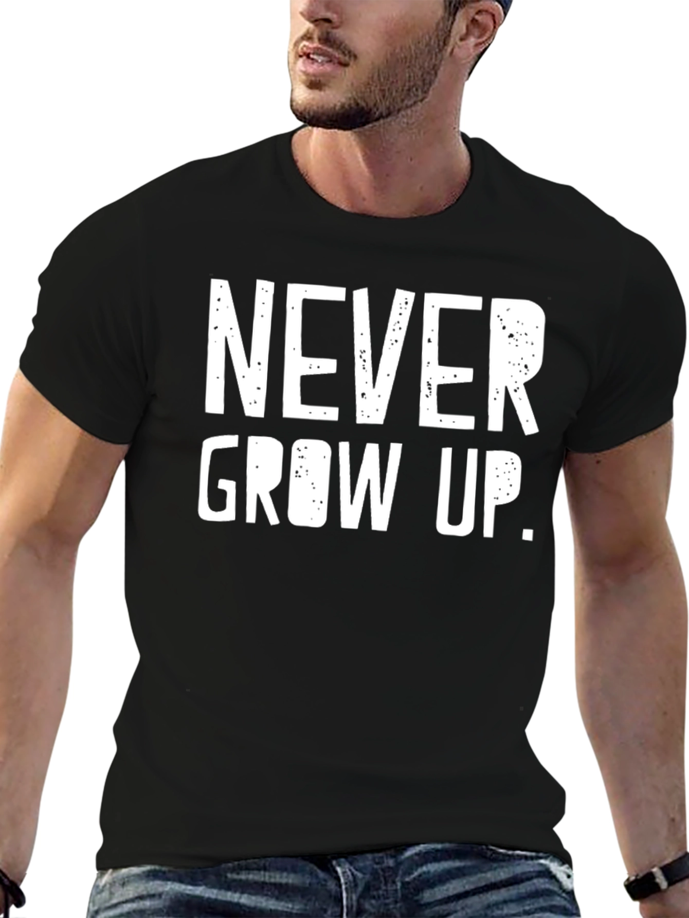 Never Grow Up Graphic Tee - Unisex Black T-Shirt