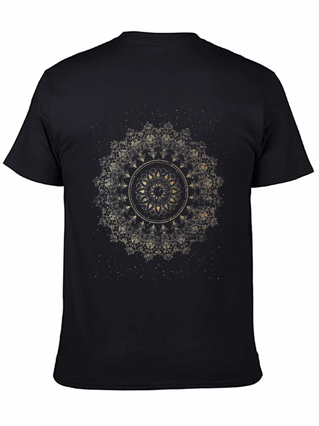 Gold Mandala Graphic Black T-Shirt