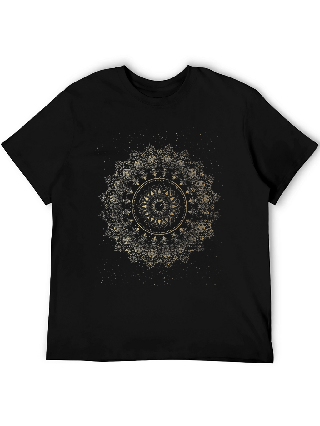 Gold Mandala Graphic Black T-Shirt