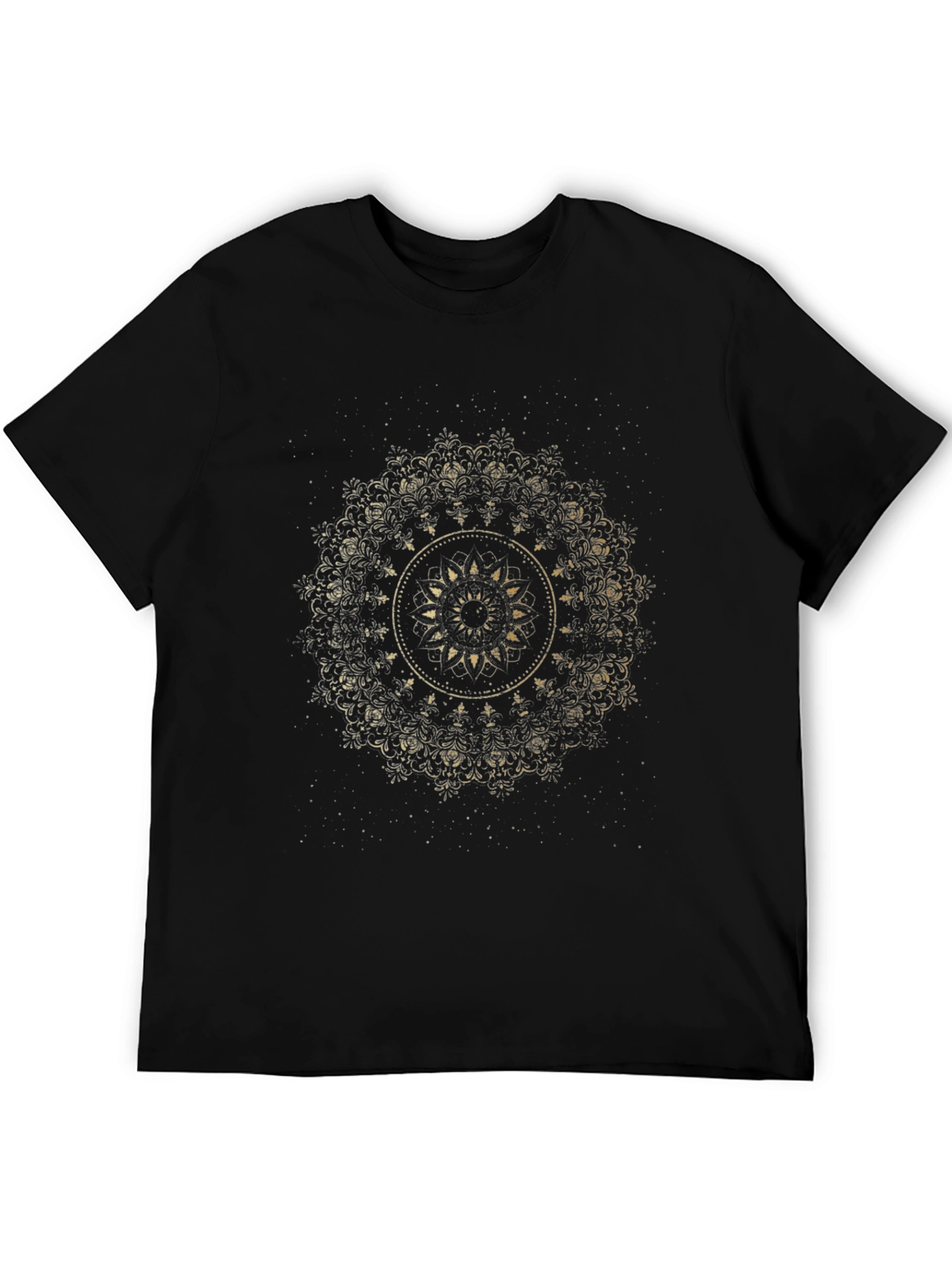 Gold Mandala Graphic Black T-Shirt