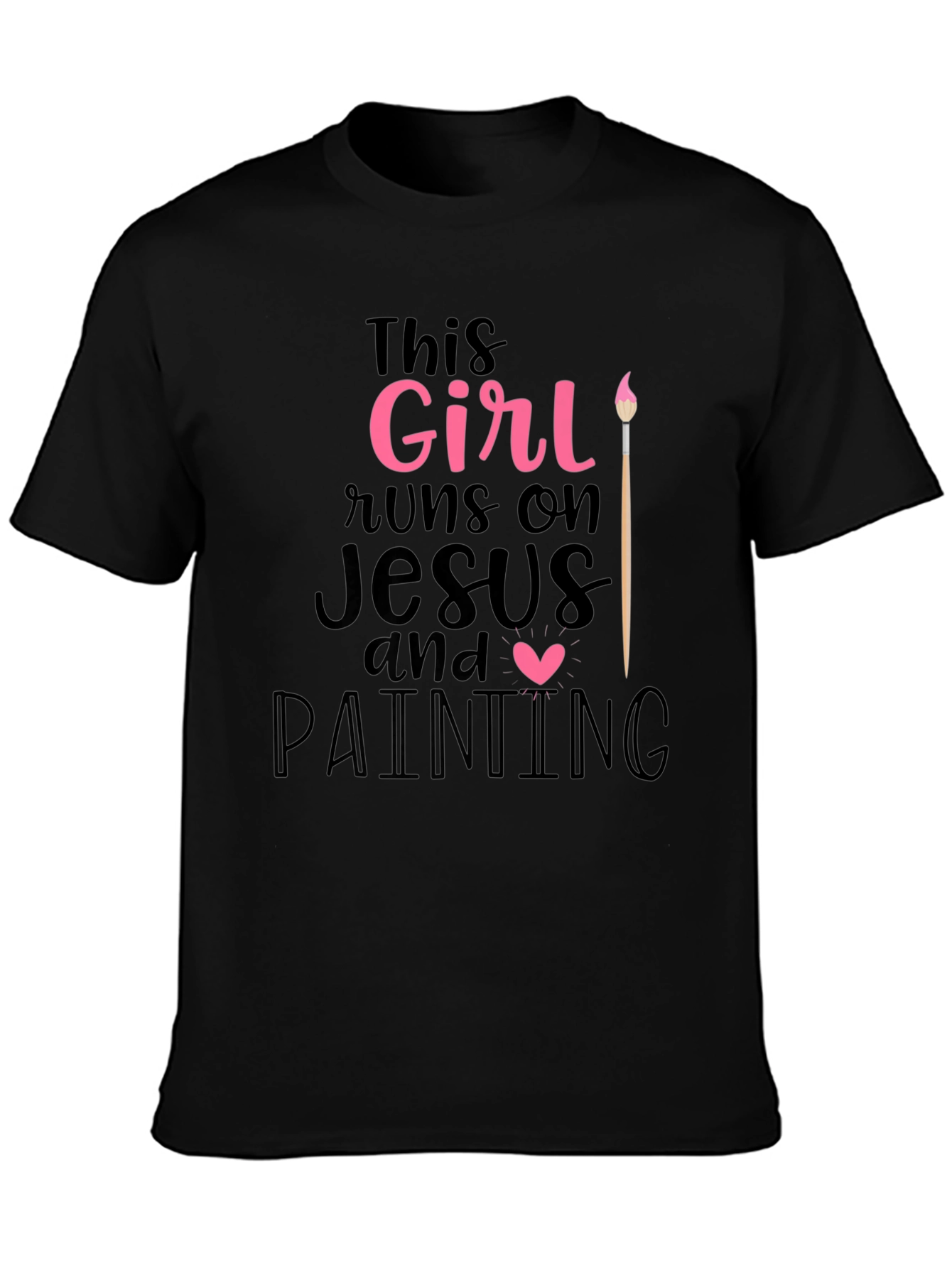 Girl Runs On Jesus & Painting T-Shirt