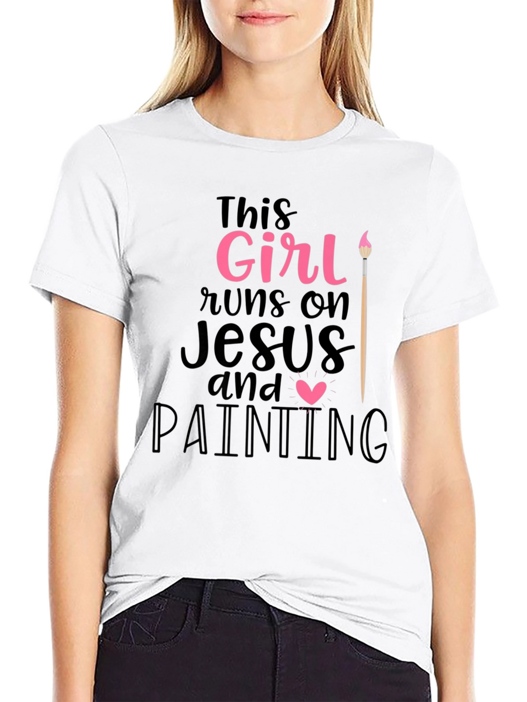 Girl Runs On Jesus & Painting T-Shirt