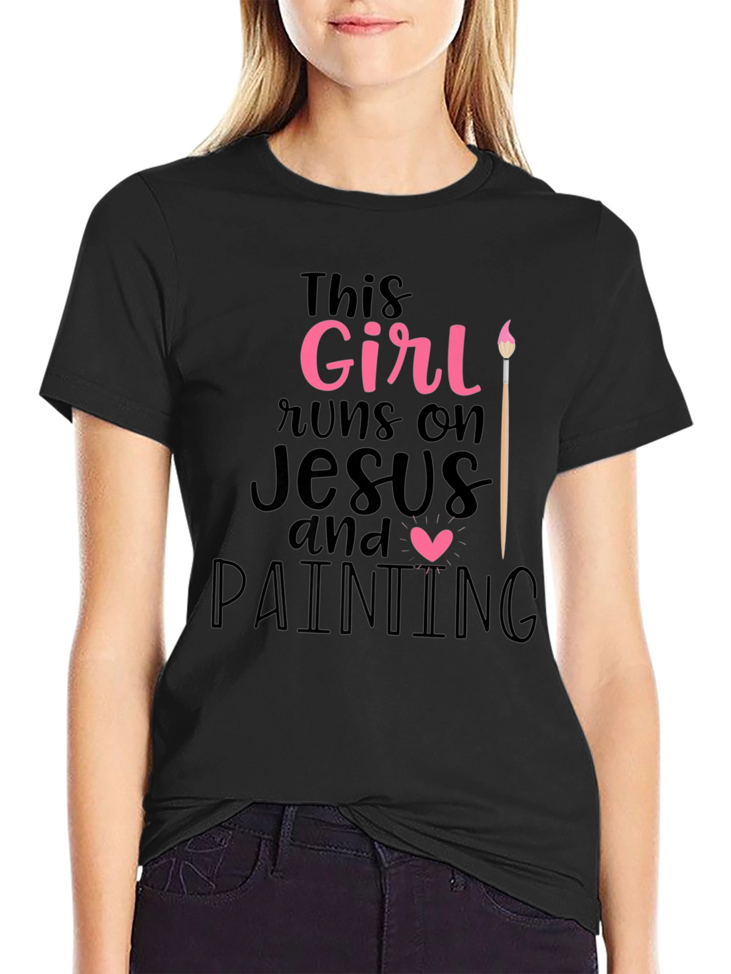 Girl Runs On Jesus & Painting T-Shirt