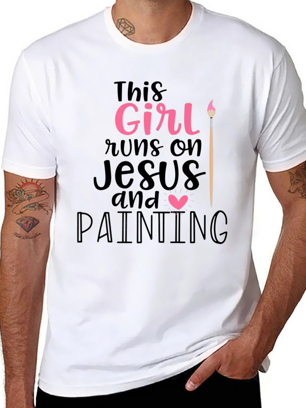 Girl Runs On Jesus & Painting T-Shirt