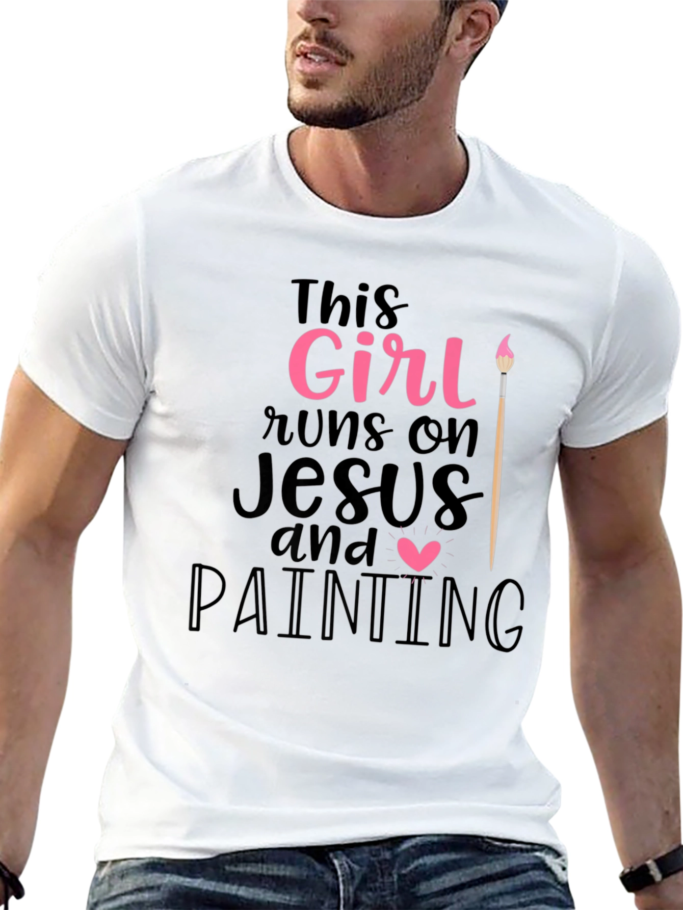 Girl Runs On Jesus & Painting T-Shirt