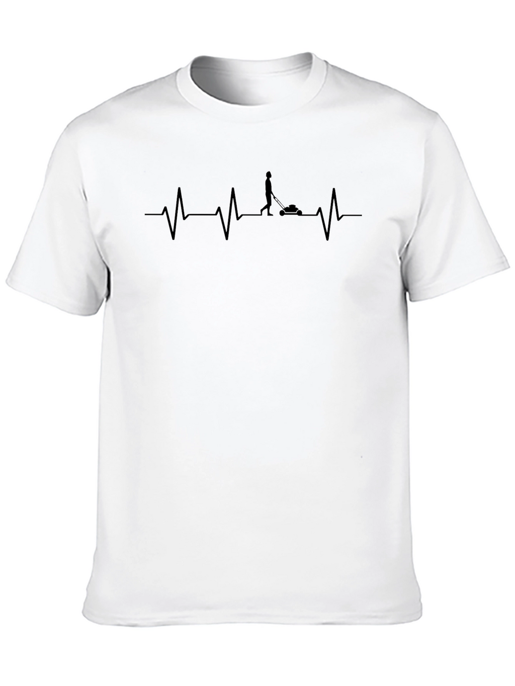 Lawn Mowing Heartbeat T-Shirt - Black