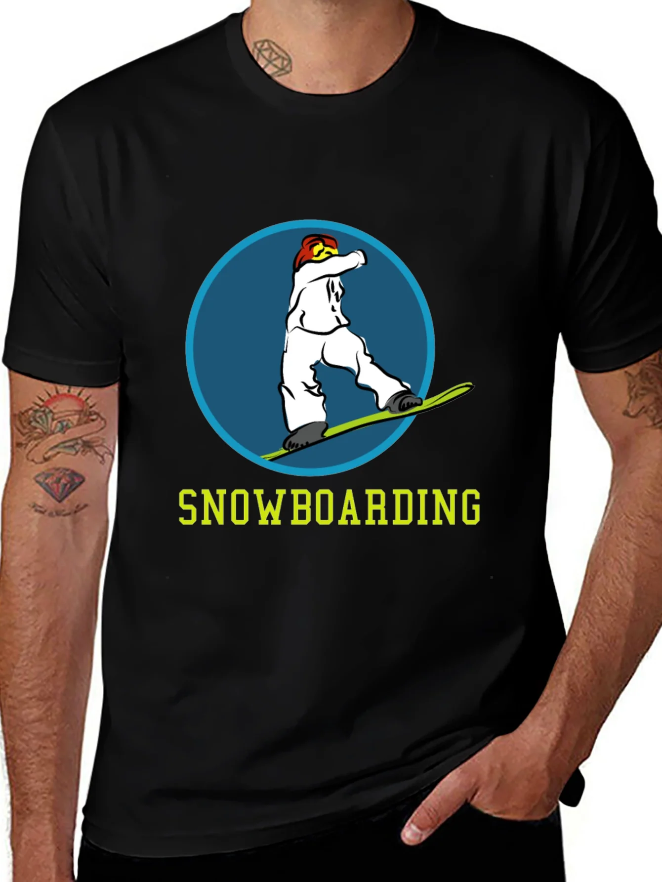 Snowboarding Graphic Tee - Black Cotton T-Shirt