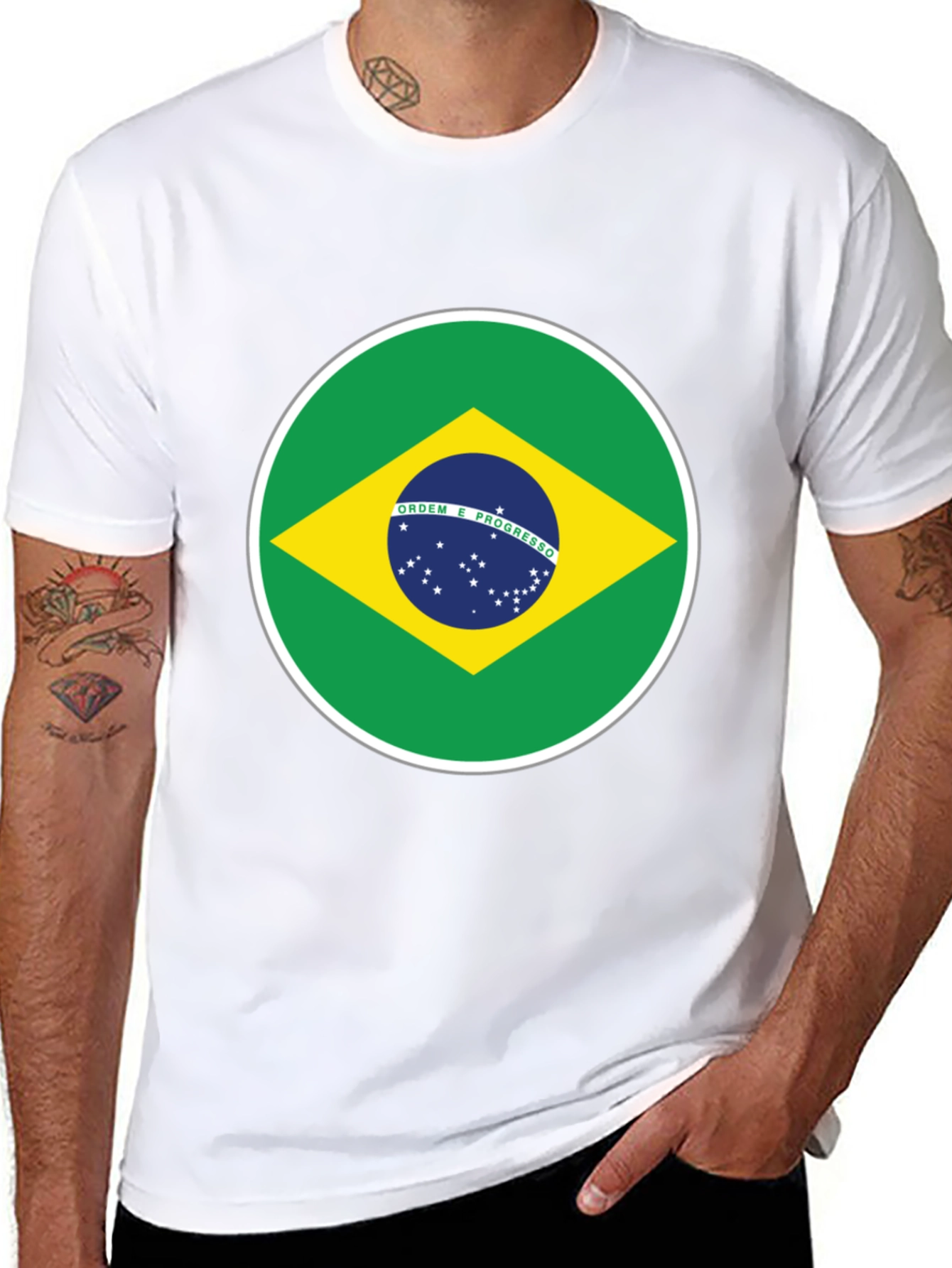Brazil Flag Graphic T-Shirt - Black Cotton Tee