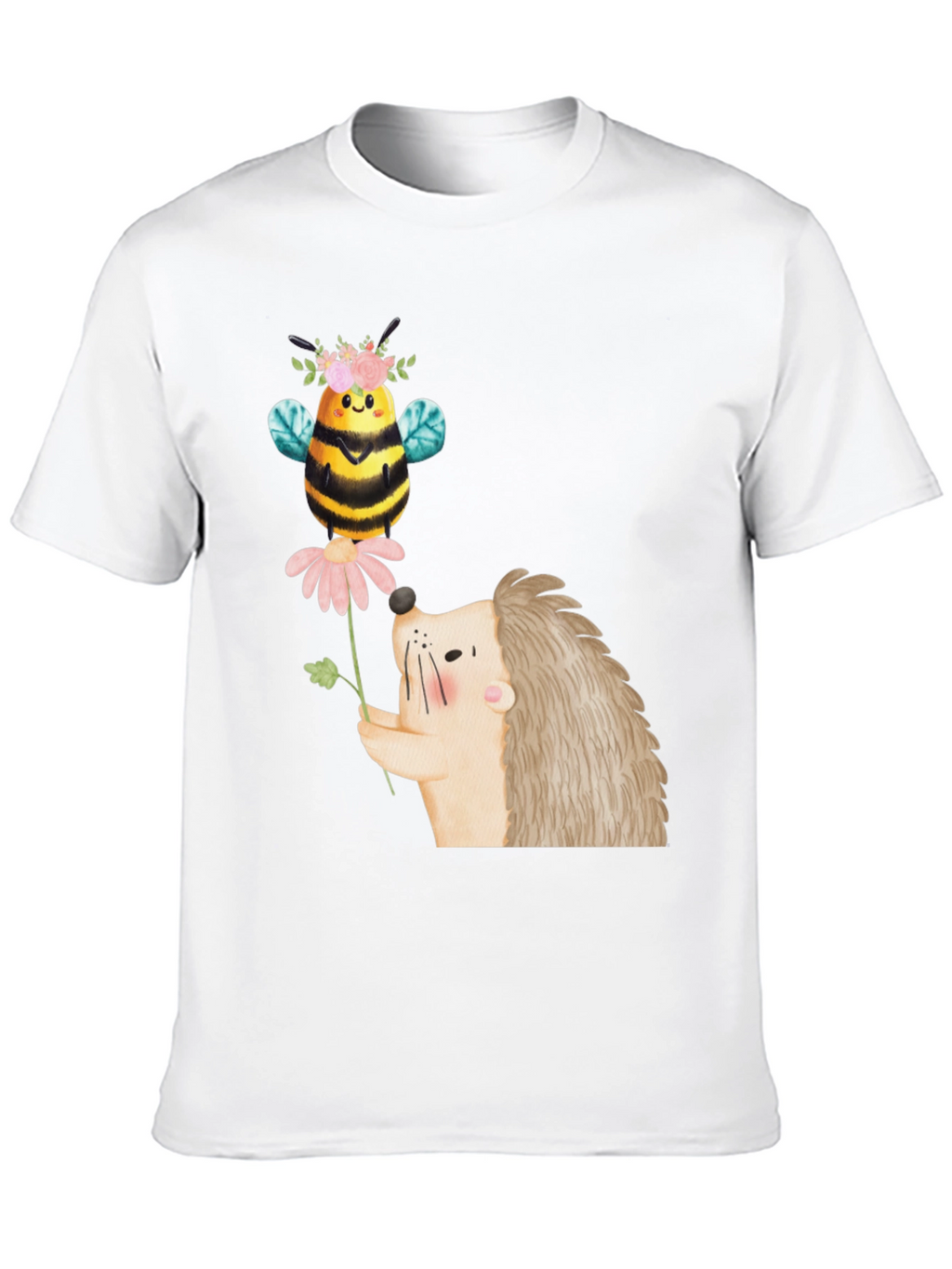 Cute Bee & Hedgehog Graphic T-Shirt
