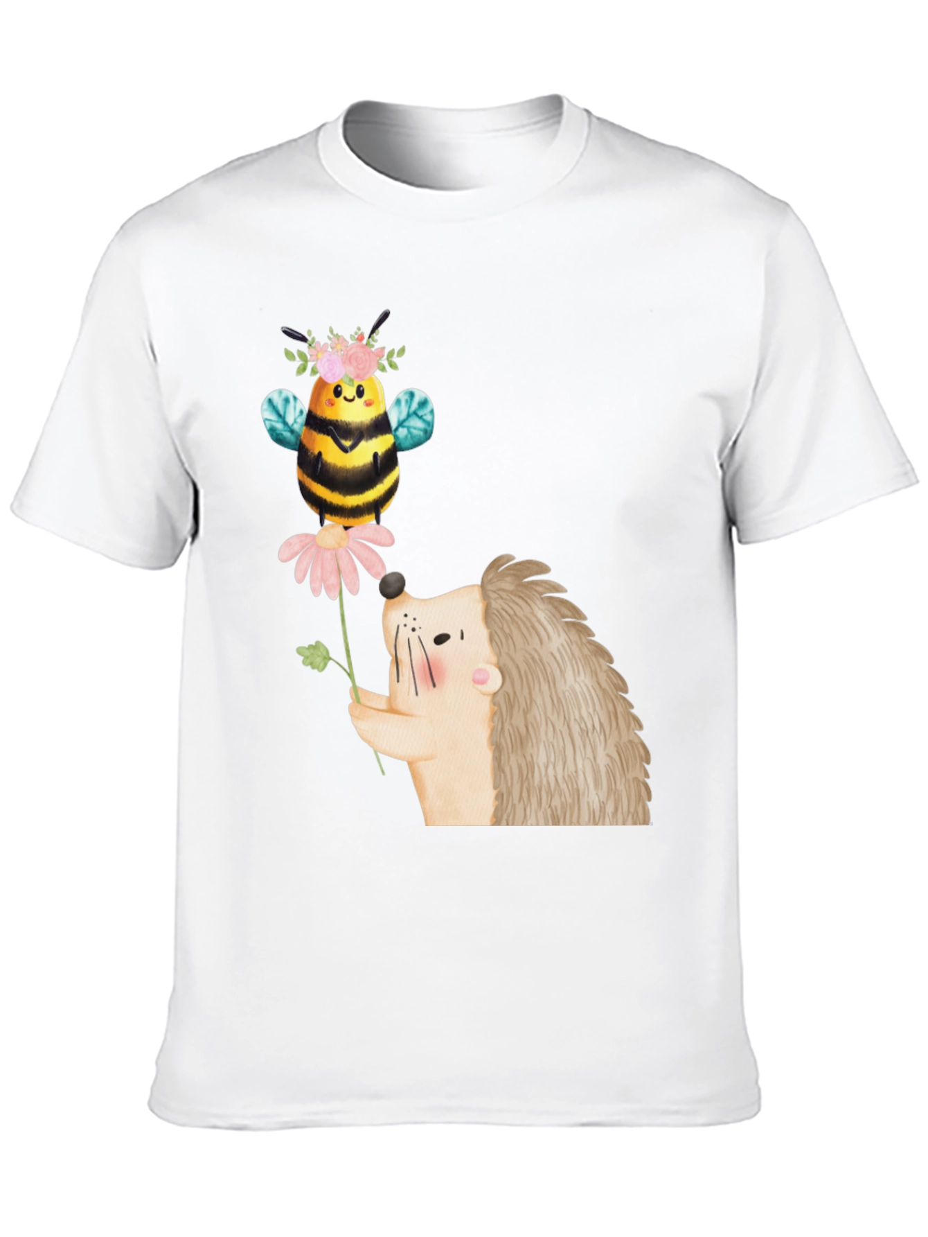 Cute Bee & Hedgehog Graphic T-Shirt