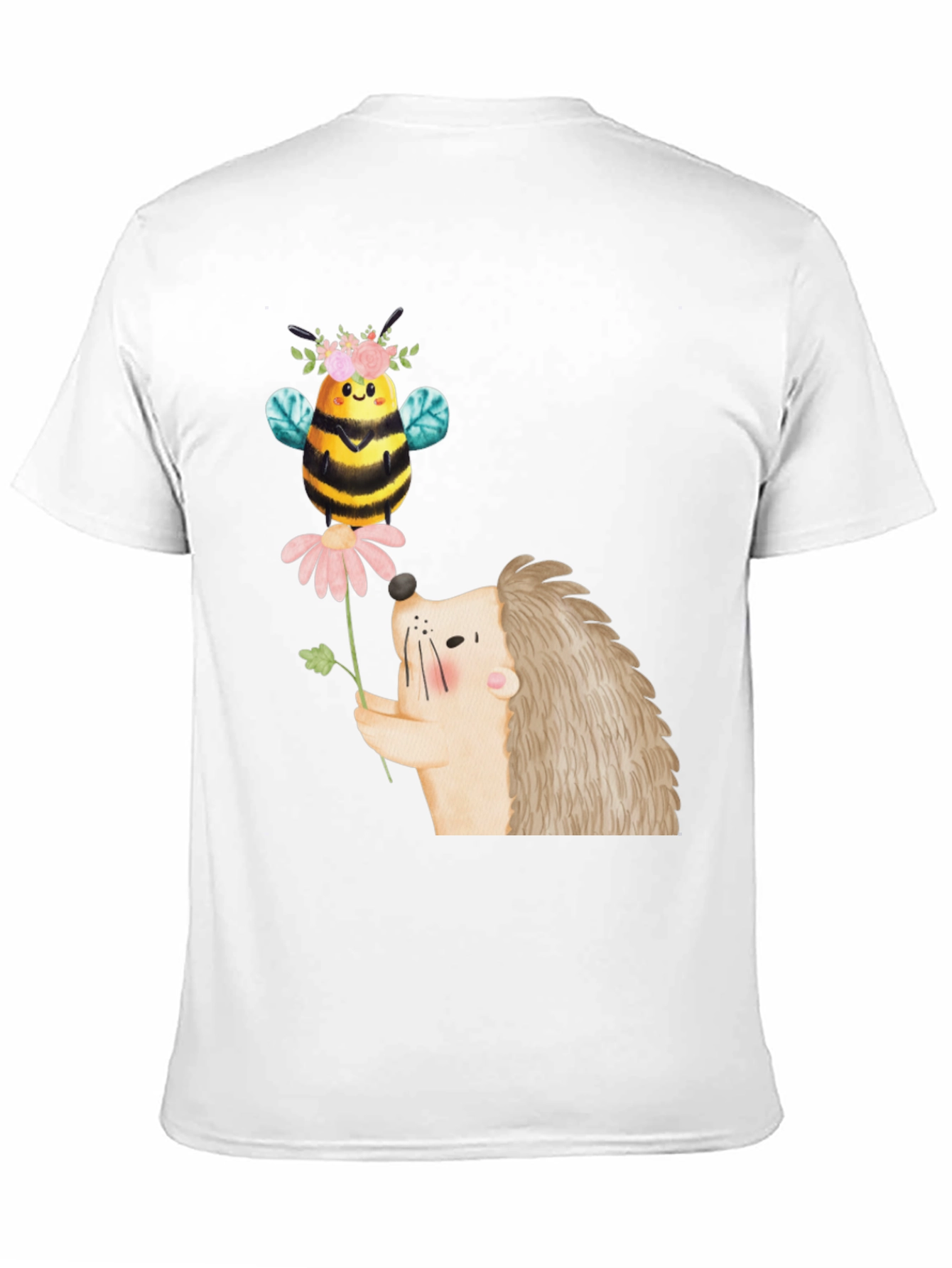 Cute Bee & Hedgehog Graphic T-Shirt