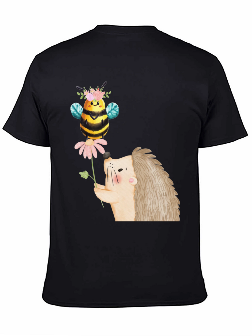 Cute Bee & Hedgehog Graphic T-Shirt