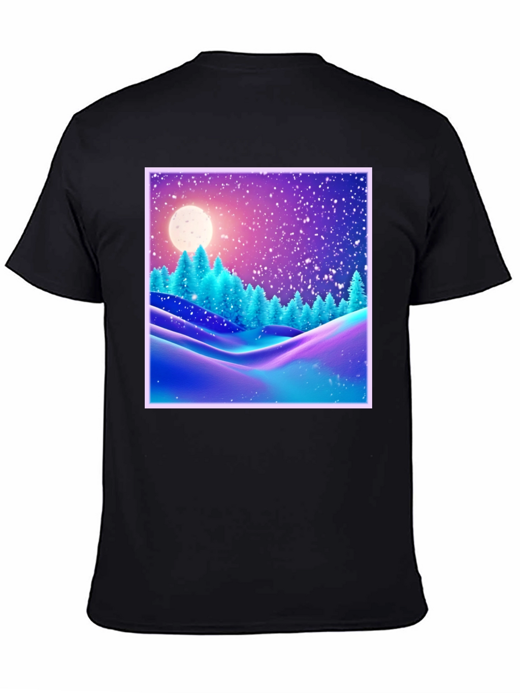 Winter Landscape Graphic Tee - Black Cotton Blend
