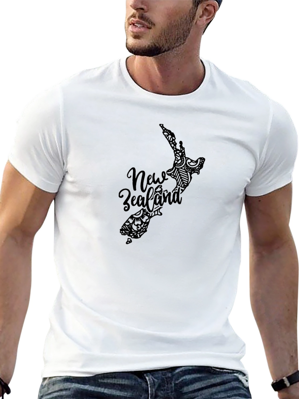 New Zealand Map Graphic Black T-Shirt