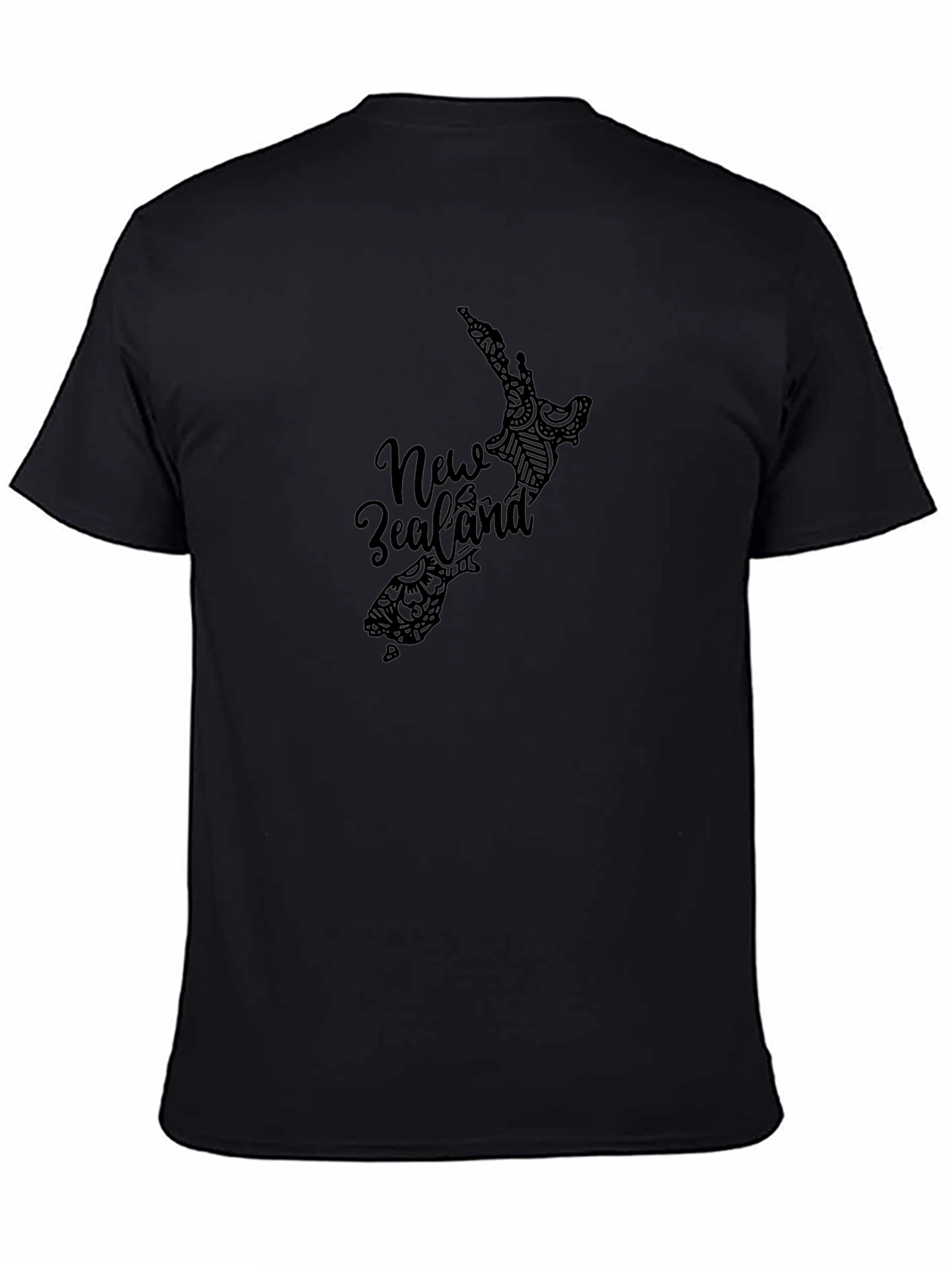 New Zealand Map Graphic Black T-Shirt