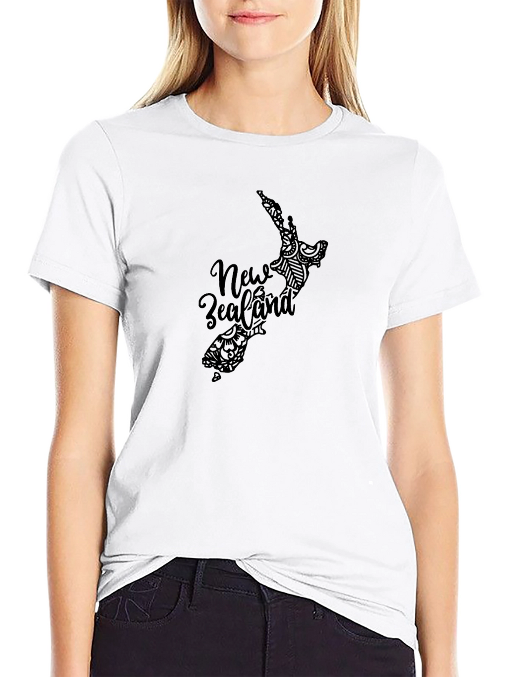 New Zealand Map Graphic Black T-Shirt