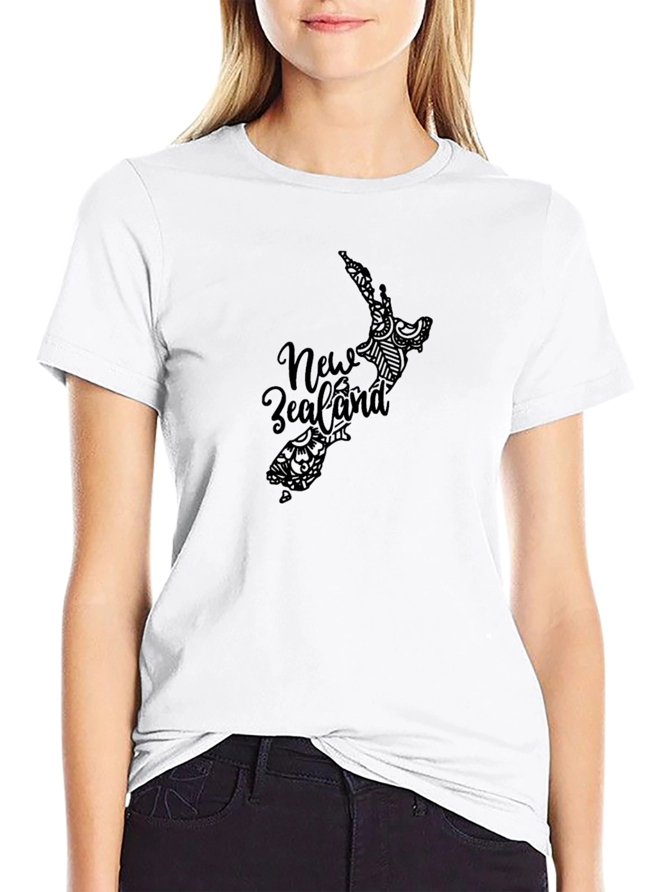 New Zealand Map Graphic Black T-Shirt