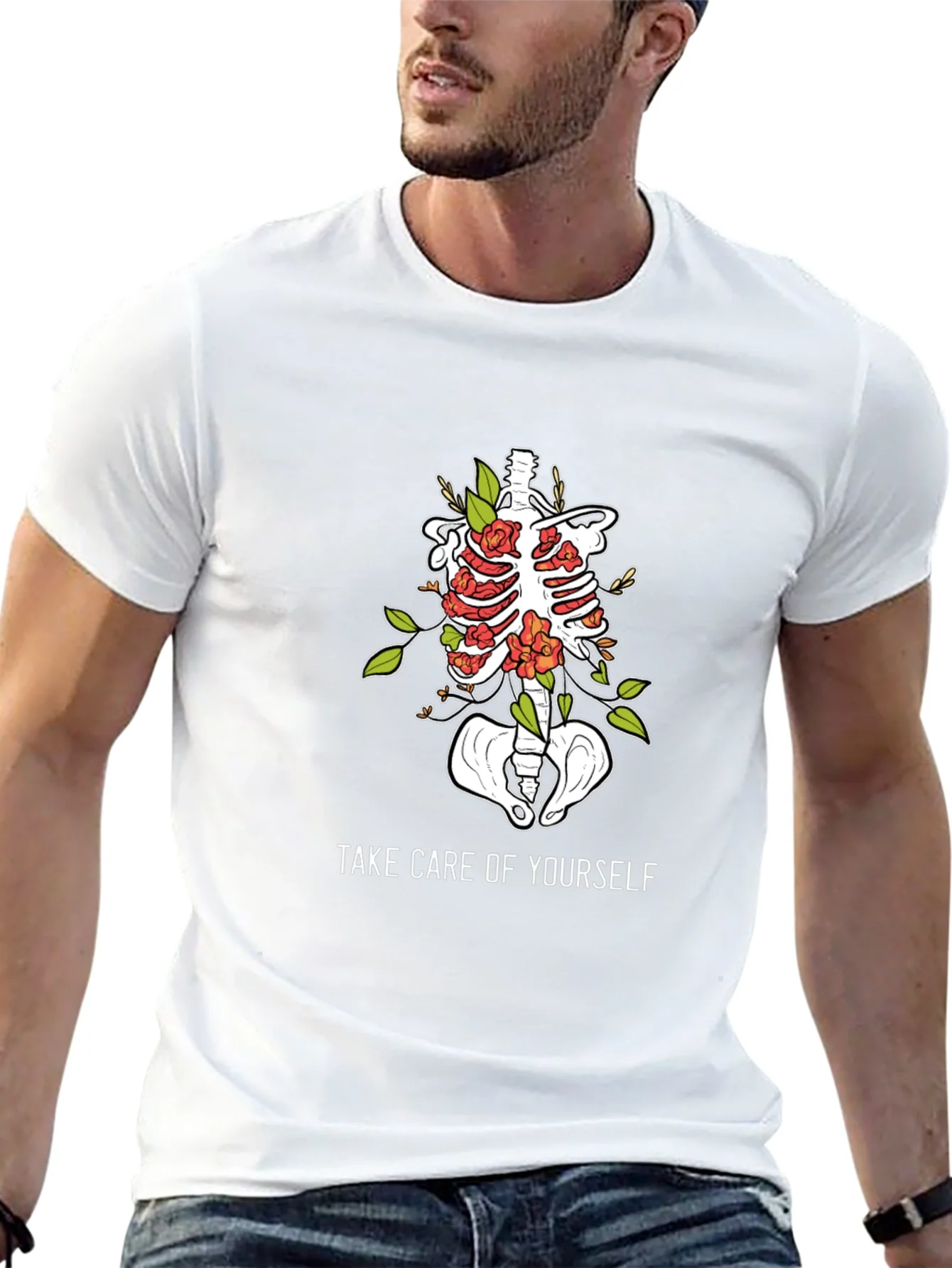Anatomical Floral Ribcage T-Shirt