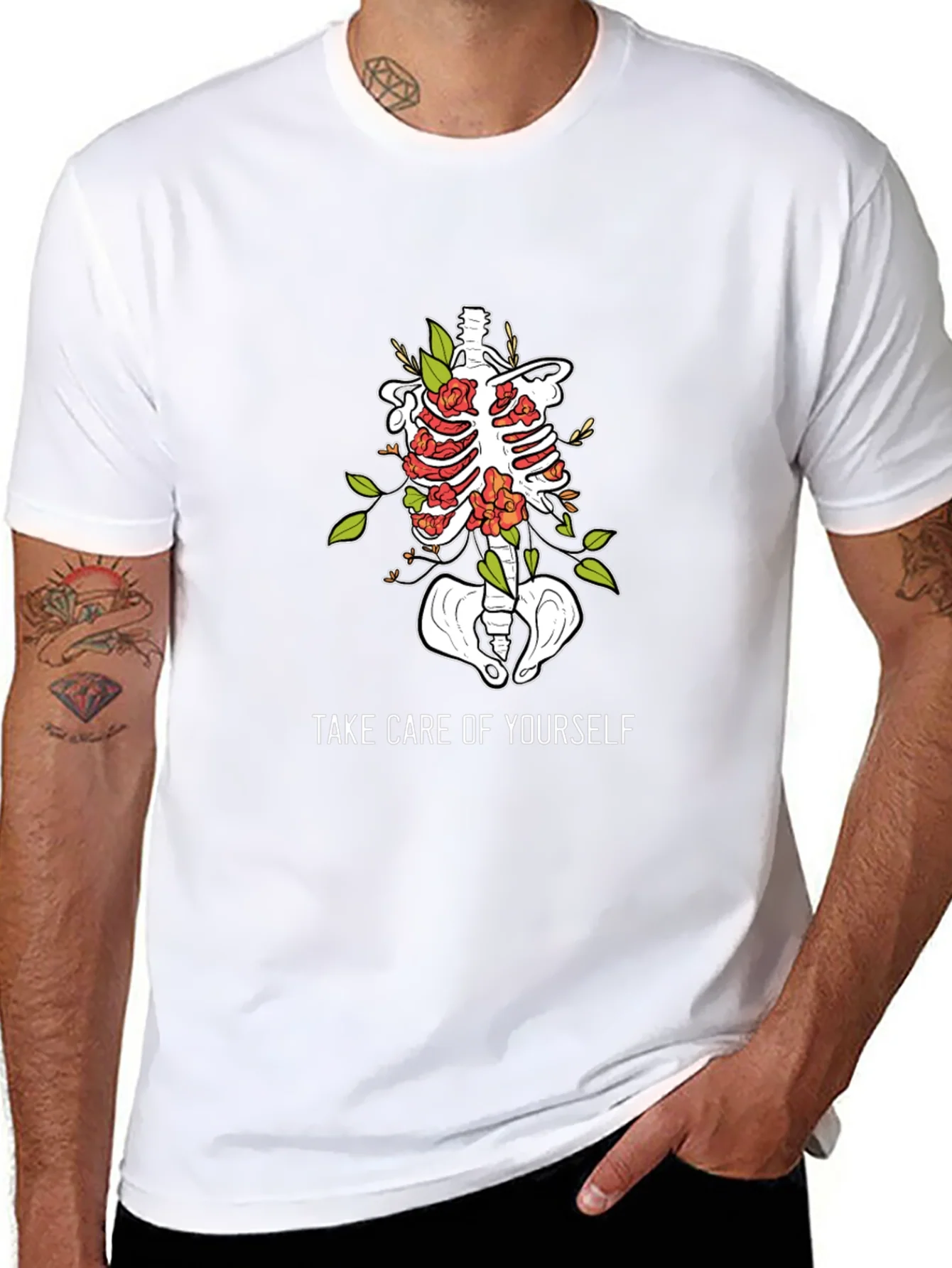 Anatomical Floral Ribcage T-Shirt