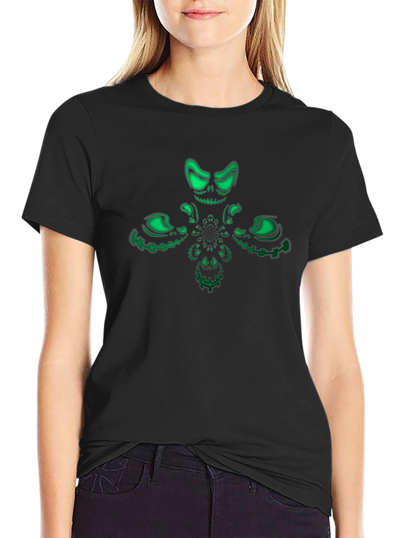 Glowing Skull Graphic Tee - Mens Black T-Shirt