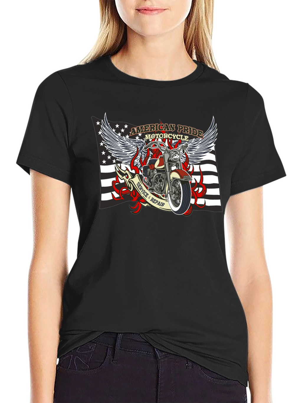 American Pride Motorcycle Graphic T-Shirt